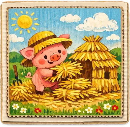 Little Pig building a house of straw